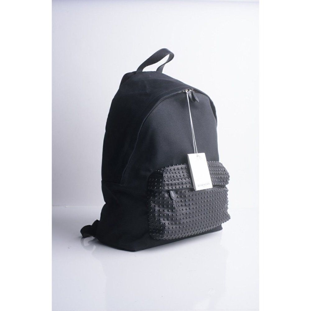 GIVENCHY Unisex Bookbag CI Back Pack Black Large Studded Canvas Leather NWT - Picture 2 of 10